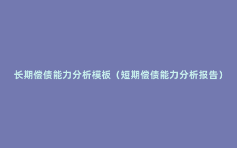 长期偿债能力分析模板（短期偿债能力分析报告）