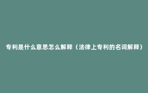 专利是什么意思怎么解释（法律上专利的名词解释）