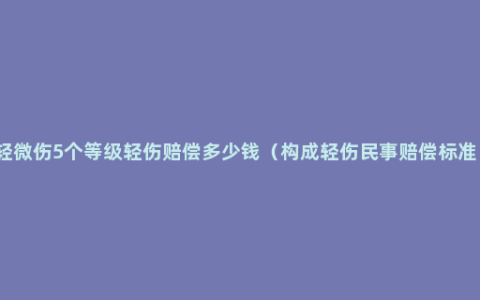 轻微伤5个等级轻伤赔偿多少钱（构成轻伤民事赔偿标准）