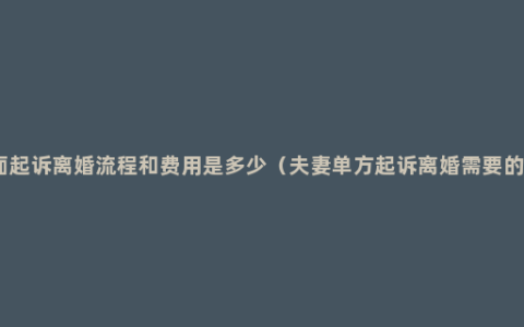 单方面起诉离婚流程和费用是多少（夫妻单方起诉离婚需要的条件）