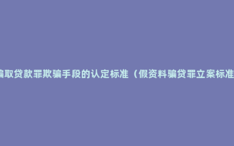 骗取贷款罪欺骗手段的认定标准（假资料骗贷罪立案标准）