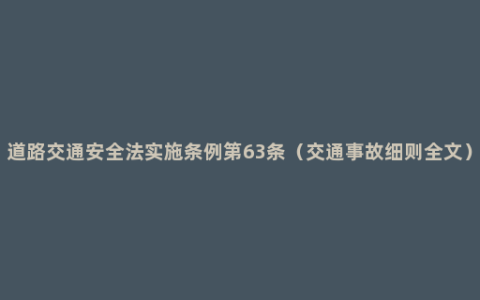 道路交通安全法实施条例第63条（交通事故细则全文）