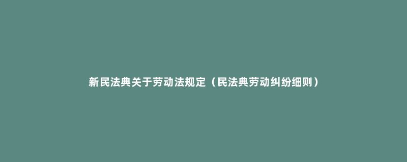 新民法典关于劳动法规定（民法典劳动纠纷细则）