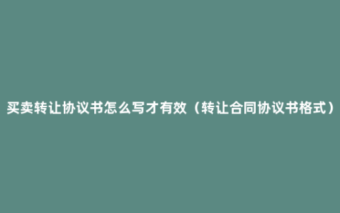 买卖转让协议书怎么写才有效（转让合同协议书格式）