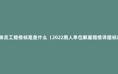 开除员工赔偿标准是什么（2022用人单位解雇赔偿详细标准）