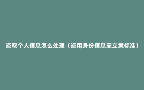 盗取个人信息怎么处理（盗用身份信息罪立案标准）