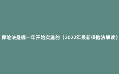 保险法是哪一年开始实施的（2022年最新保险法解读）