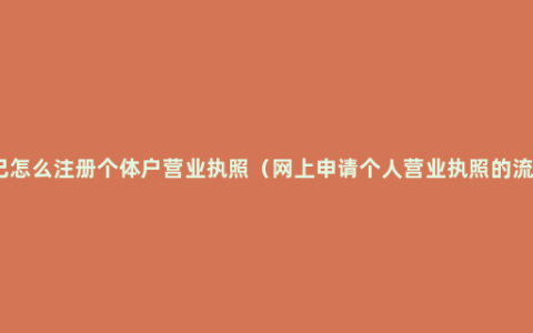 自己怎么注册个体户营业执照（网上申请个人营业执照的流程）