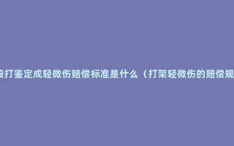 被殴打鉴定成轻微伤赔偿标准是什么（打架轻微伤的赔偿规定）