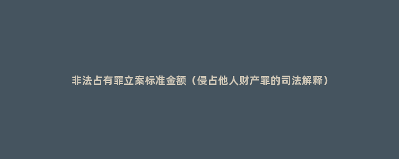 非法占有罪立案标准金额（侵占他人财产罪的司法解释）