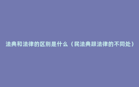 法典和法律的区别是什么（民法典跟法律的不同处）