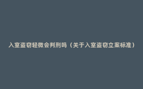 入室盗窃轻微会判刑吗（关于入室盗窃立案标准）