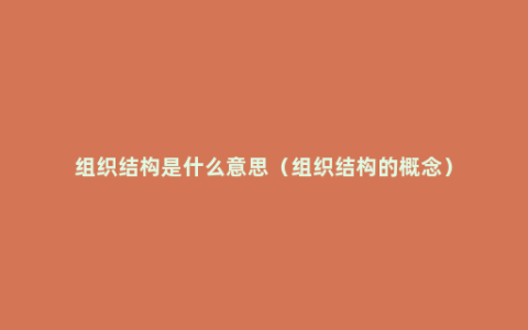 组织结构是什么意思（组织结构的概念）