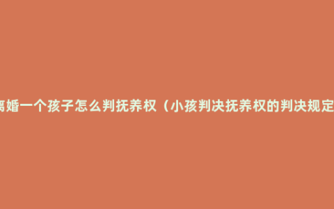 离婚一个孩子怎么判抚养权（小孩判决抚养权的判决规定）