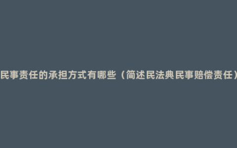 民事责任的承担方式有哪些（简述民法典民事赔偿责任）