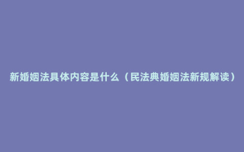 新婚姻法具体内容是什么（民法典婚姻法新规解读）