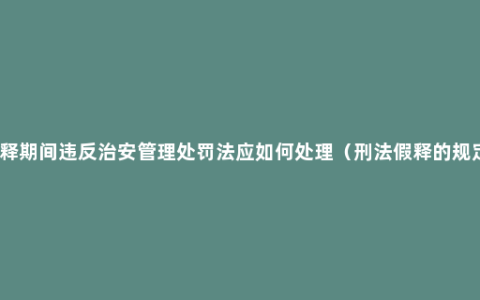 假释期间违反治安管理处罚法应如何处理（刑法假释的规定）