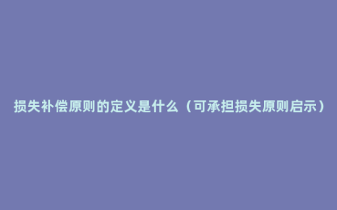 损失补偿原则的定义是什么（可承担损失原则启示）