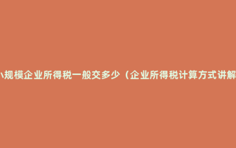 小规模企业所得税一般交多少（企业所得税计算方式讲解）