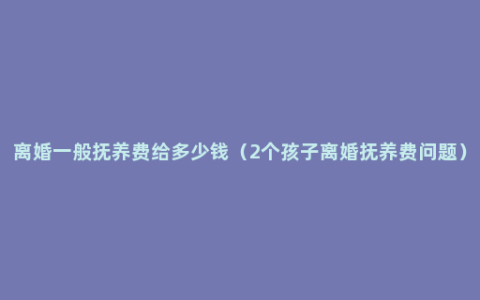 离婚一般抚养费给多少钱（2个孩子离婚抚养费问题）