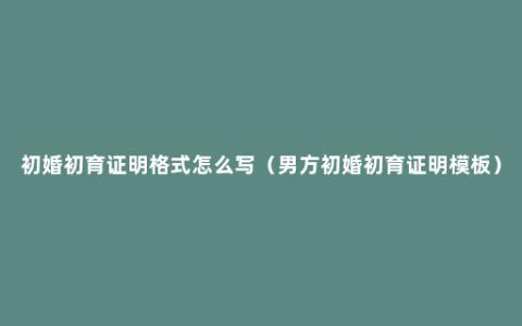 初婚初育证明格式怎么写（男方初婚初育证明模板）