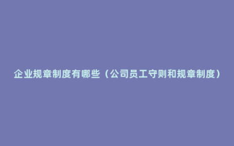 企业规章制度有哪些（公司员工守则和规章制度）