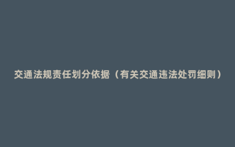 交通法规责任划分依据（有关交通违法处罚细则）