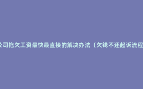 公司拖欠工资最快最直接的解决办法（欠钱不还起诉流程）