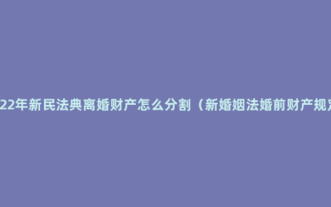 2022年新民法典离婚财产怎么分割（新婚姻法婚前财产规定）