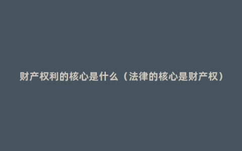 财产权利的核心是什么（法律的核心是财产权）