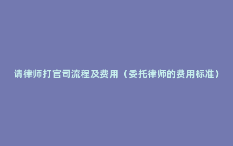 请律师打官司流程及费用（委托律师的费用标准）