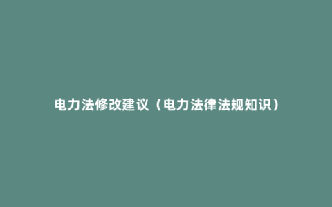 电力法修改建议（电力法律法规知识）