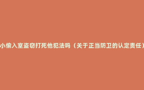 小偷入室盗窃打死他犯法吗（关于正当防卫的认定责任）