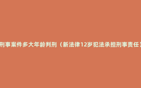 刑事案件多大年龄判刑（新法律12岁犯法承担刑事责任）