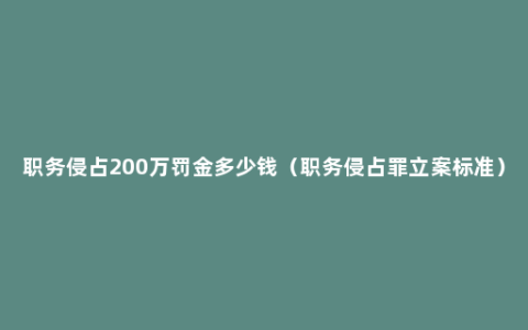 职务侵占200万罚金多少钱（职务侵占罪立案标准）