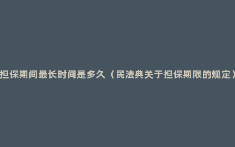 担保期间最长时间是多久（民法典关于担保期限的规定）