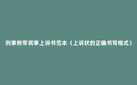 刑事附带民事上诉书范本（上诉状的正确书写格式）