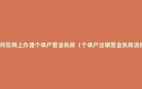 如何在网上办理个体户营业执照（个体户注销营业执照流程）