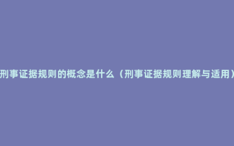 刑事证据规则的概念是什么（刑事证据规则理解与适用）