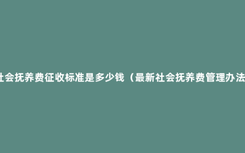 社会抚养费征收标准是多少钱（最新社会抚养费管理办法）