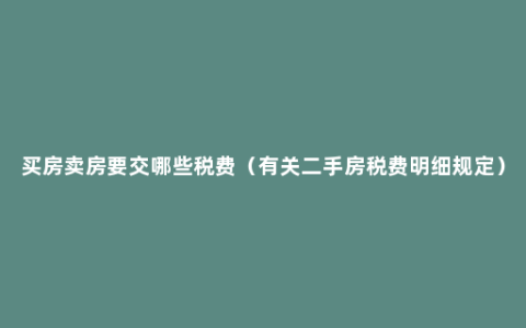 买房卖房要交哪些税费（有关二手房税费明细规定）