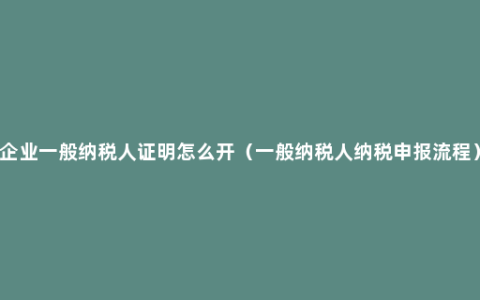 企业一般纳税人证明怎么开（一般纳税人纳税申报流程）