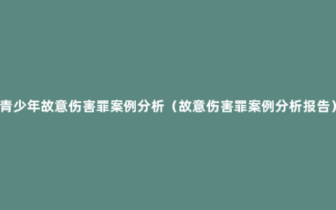 青少年故意伤害罪案例分析（故意伤害罪案例分析报告）