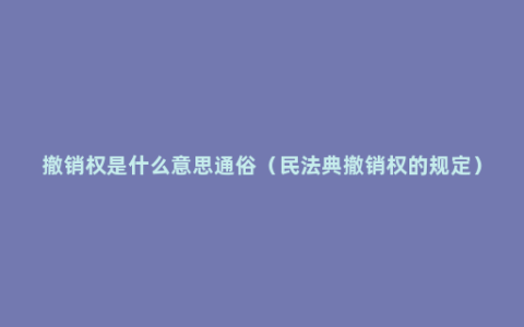 撤销权是什么意思通俗（民法典撤销权的规定）