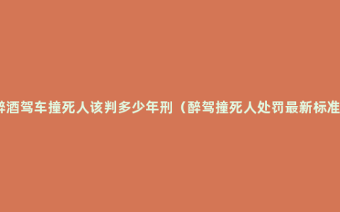 醉酒驾车撞死人该判多少年刑（醉驾撞死人处罚最新标准）