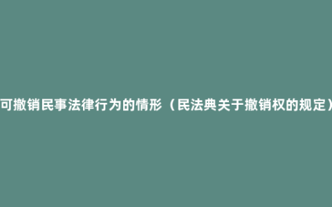 可撤销民事法律行为的情形（民法典关于撤销权的规定）