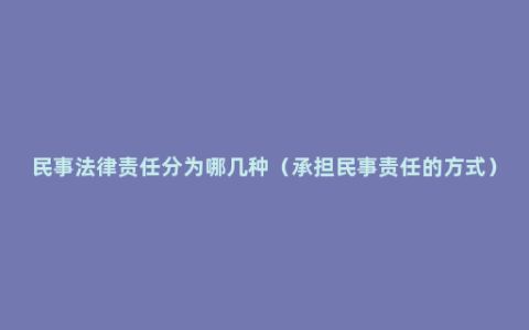 民事法律责任分为哪几种（承担民事责任的方式）