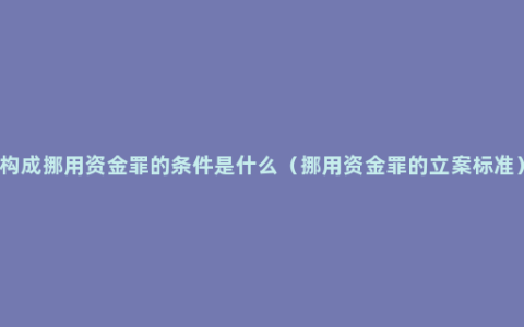 构成挪用资金罪的条件是什么（挪用资金罪的立案标准）