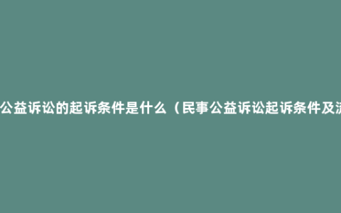 行政公益诉讼的起诉条件是什么（民事公益诉讼起诉条件及流程）