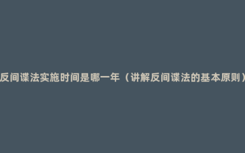 反间谍法实施时间是哪一年（讲解反间谍法的基本原则）